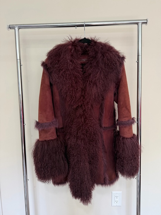 Levi's Jackets & Blazers - Custom burgundy vintage shearling and Tibetan lamb fur coat